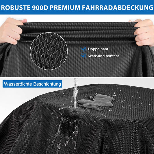 Bike cover for transporting 2 bikes - Wemjaly 900D Heavy Duty bike covers rear carrier outdoor waterproof PU coating bicycle tarp, with 6M elastic cord/storage bag.