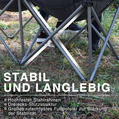 EVER ADVANCED Folding Camping Chair for 2 People, Foldable Sofa with 320KG Capacity, Luxury XXL 2-Seater Folding Chair, Thickly Padded Camping Couch with High Backrest, Extra Long for Outdoor Garden Balcony Indoor