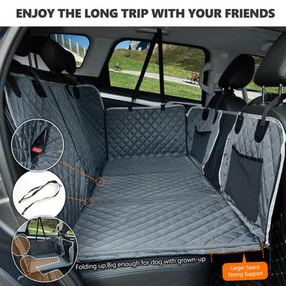 ANOSOSPECIAL Dog Car Seat Cover with Hard Bottom, Dog Car Seat Cover Backseat Waterproof Scratch-resistant Non-slip, Dog Car Seat Cover Widened Gray
