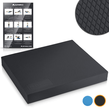 ALPHAPACE Balance Pad 40x33x6cm in black incl. free exercise poster - Innovative balance cushion for optimal full-body workout - To improve coordination, balance & strength.