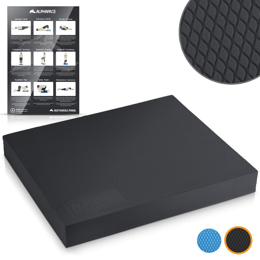 ALPHAPACE Balance Pad 40x33x6cm in black incl. free exercise poster - Innovative balance cushion for optimal full-body workout - To improve coordination, balance & strength.
