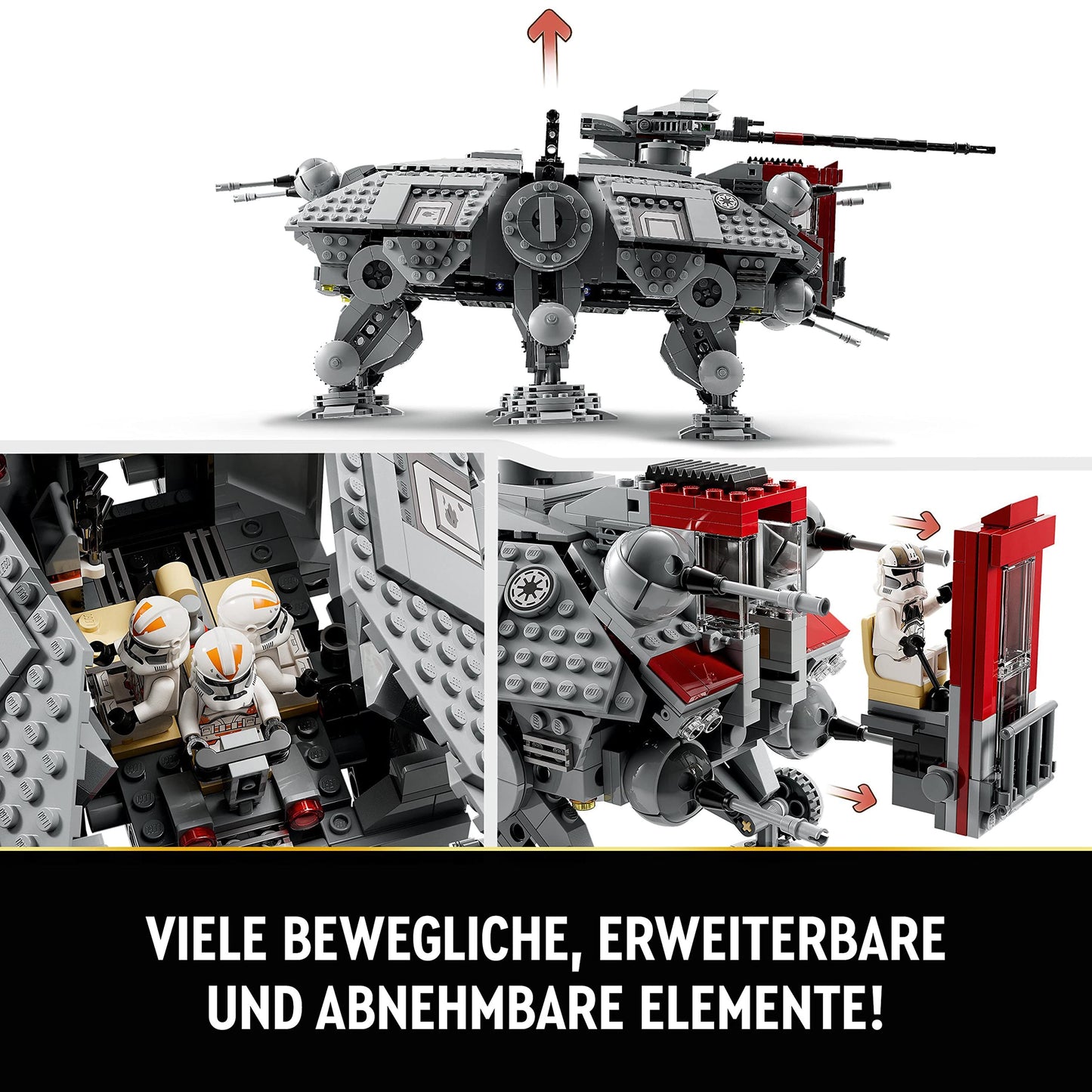 LEGO Star Wars 75337 AT-TE Walker toy with 3 minifigures from the 212th Clone Troopers, Dwarf Spider, and Battle Droid figures - Gift for boys aged 9 and fans of Revenge of the Sith.