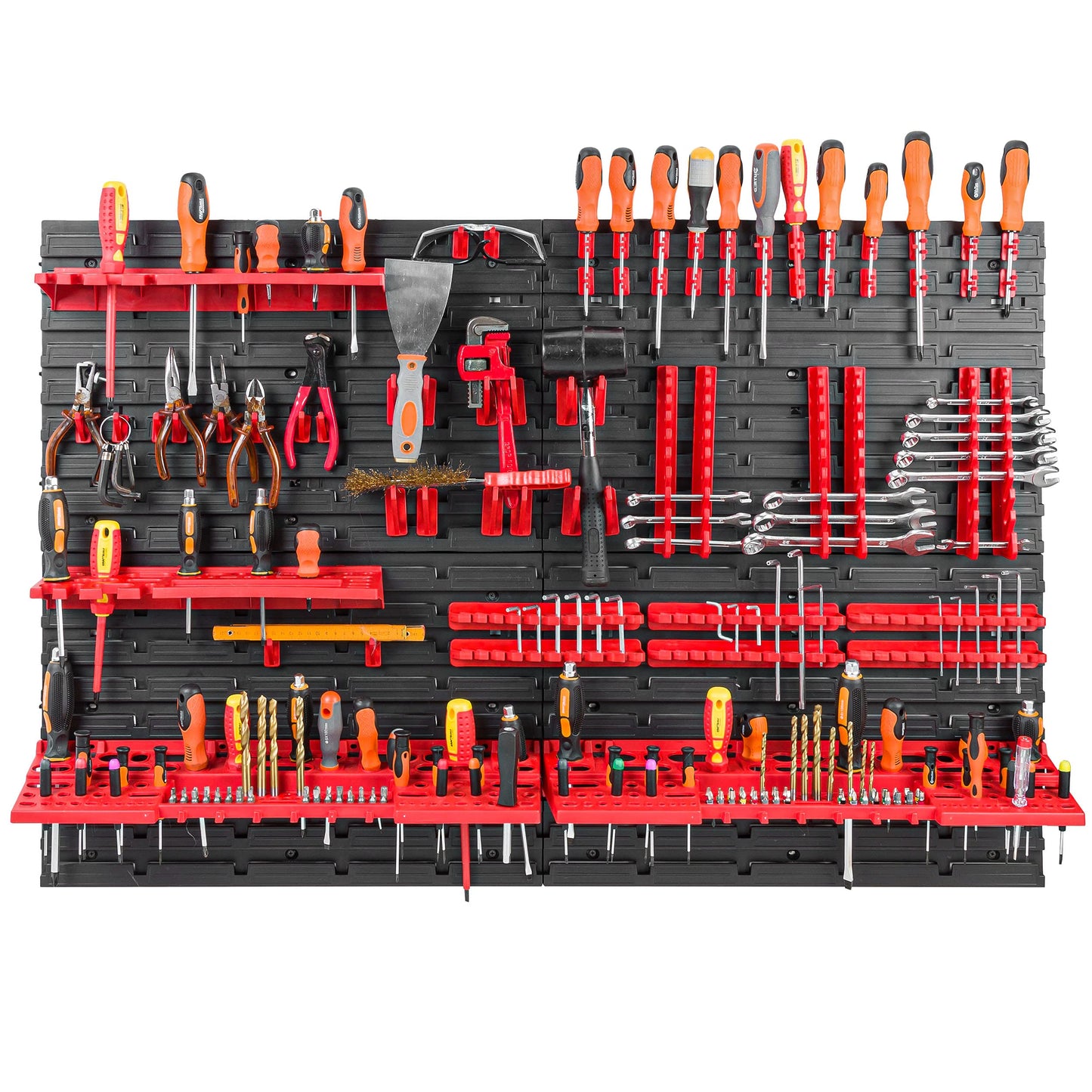 Bottle tool wall 115x78 cm - Set of 58 tool holders with perforated wall workshop shelf plastic garage workshop wall shelf workshop shelf