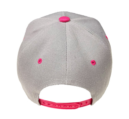 J26 Kids Snapback USA Cap Teen Cap Basecap Trucker Hat NY (Pink Grey)