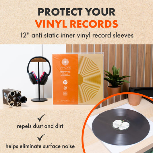 50x 12 Inner Sleeves for LP Records | Audiophile 12 Inch Antistatic Lined Vinyl Protective Sleeves | Multi-layered Inner Sleeves made of Rice Paper