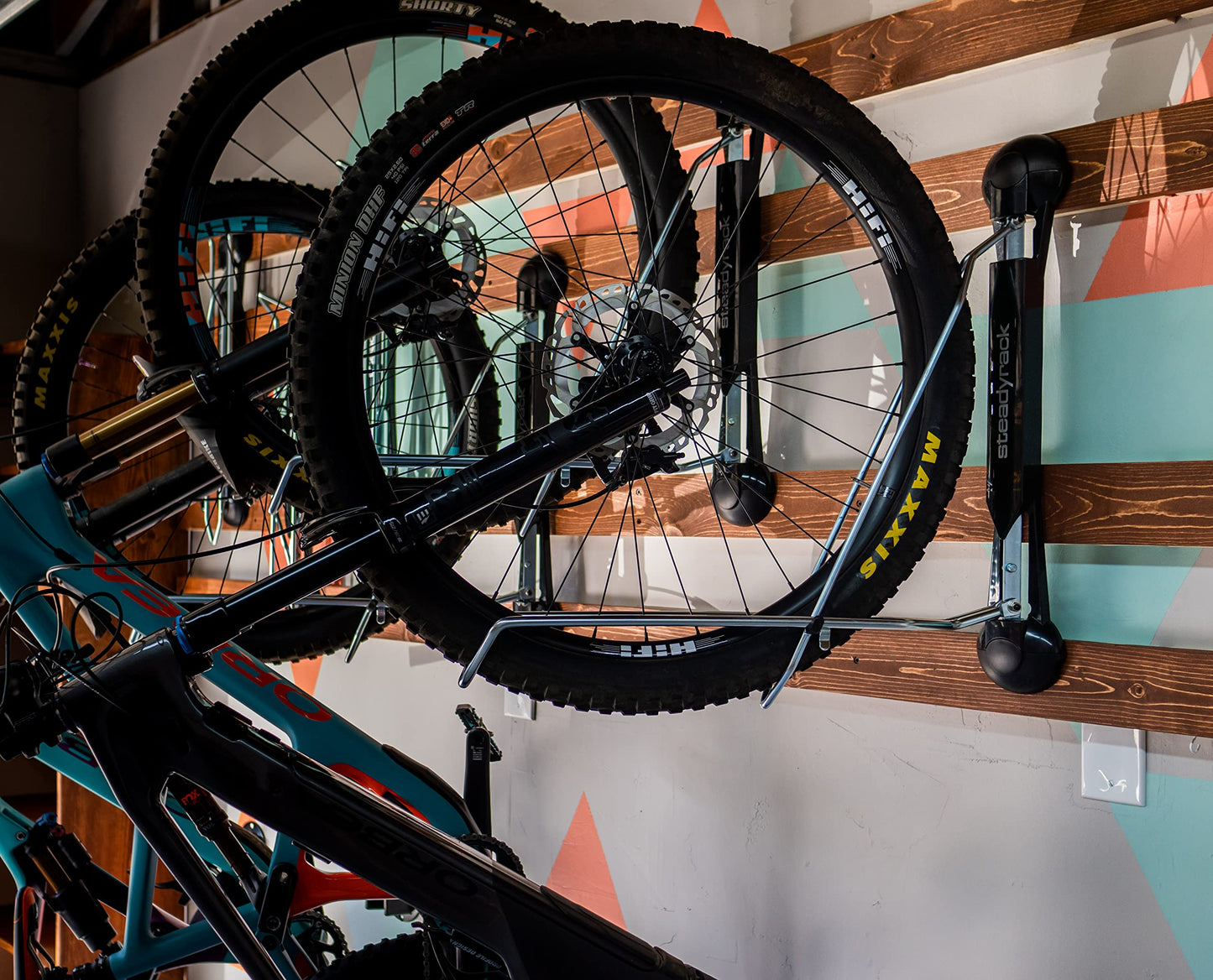 Steadyrack bike wall mount - Mountain Bike Rack - Vertical bike wall mount for storage solution in your home, garage, or bike park.