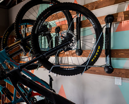 Steadyrack bike wall mount - Mountain Bike Rack - Vertical bike wall mount for storage solution in your home, garage, or bike park.