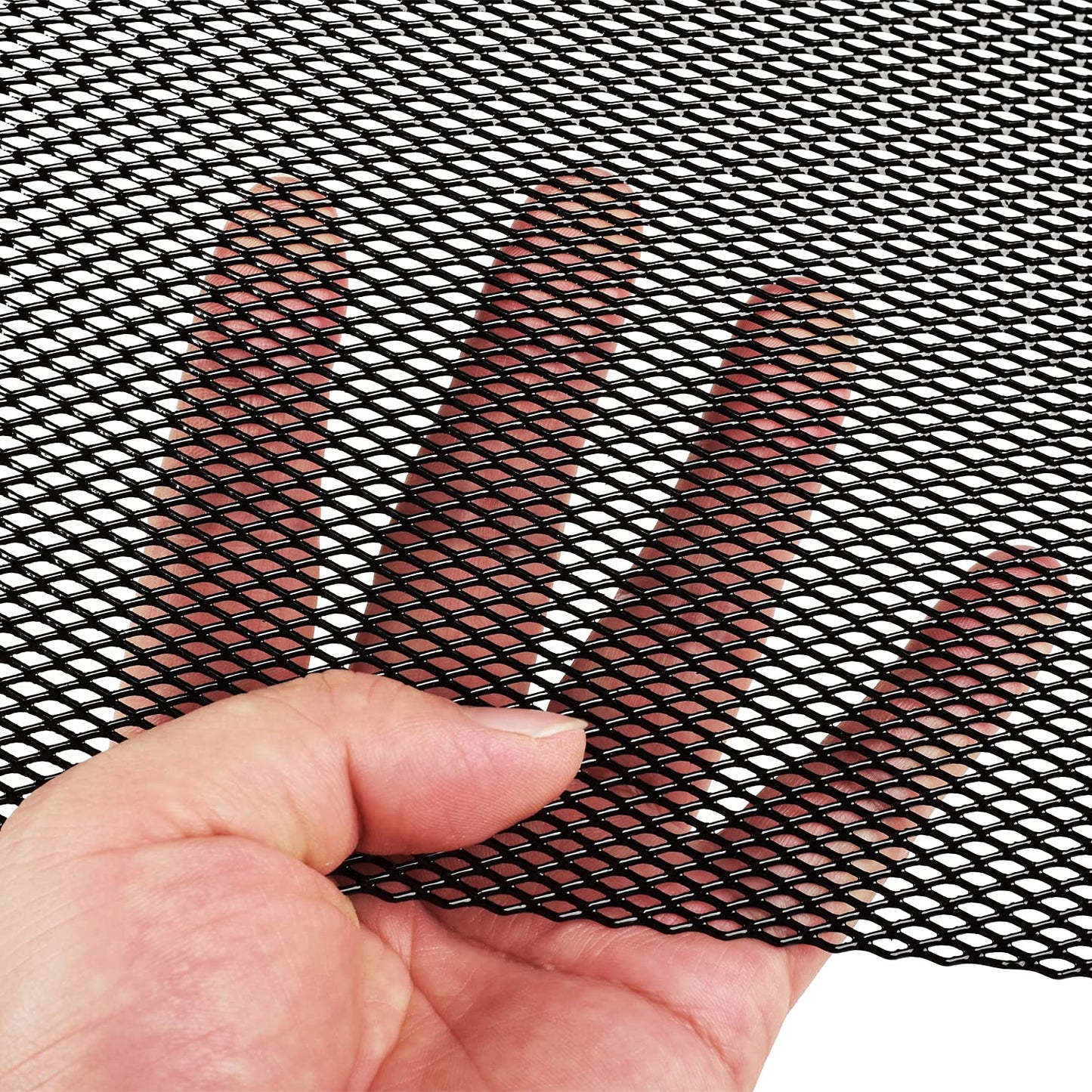 AggAuto 119.4 x 40.6 cm Car Grill Mesh, Spoiler Bumper Vent Aluminum Alloy, Automotive Grill Insert Air Intake Racing, Rhombic Hole 3 x 6 mm Black