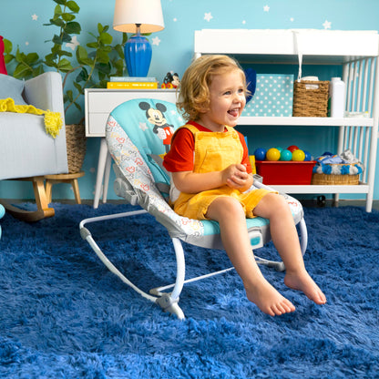 Bright Starts Disney Baby MICKEY MOUSE Infant to Toddler Rocker & Seat with Vibrations and Removable Toy Bar, 0-30 Months Up to 40 lbs (Original Bestie)