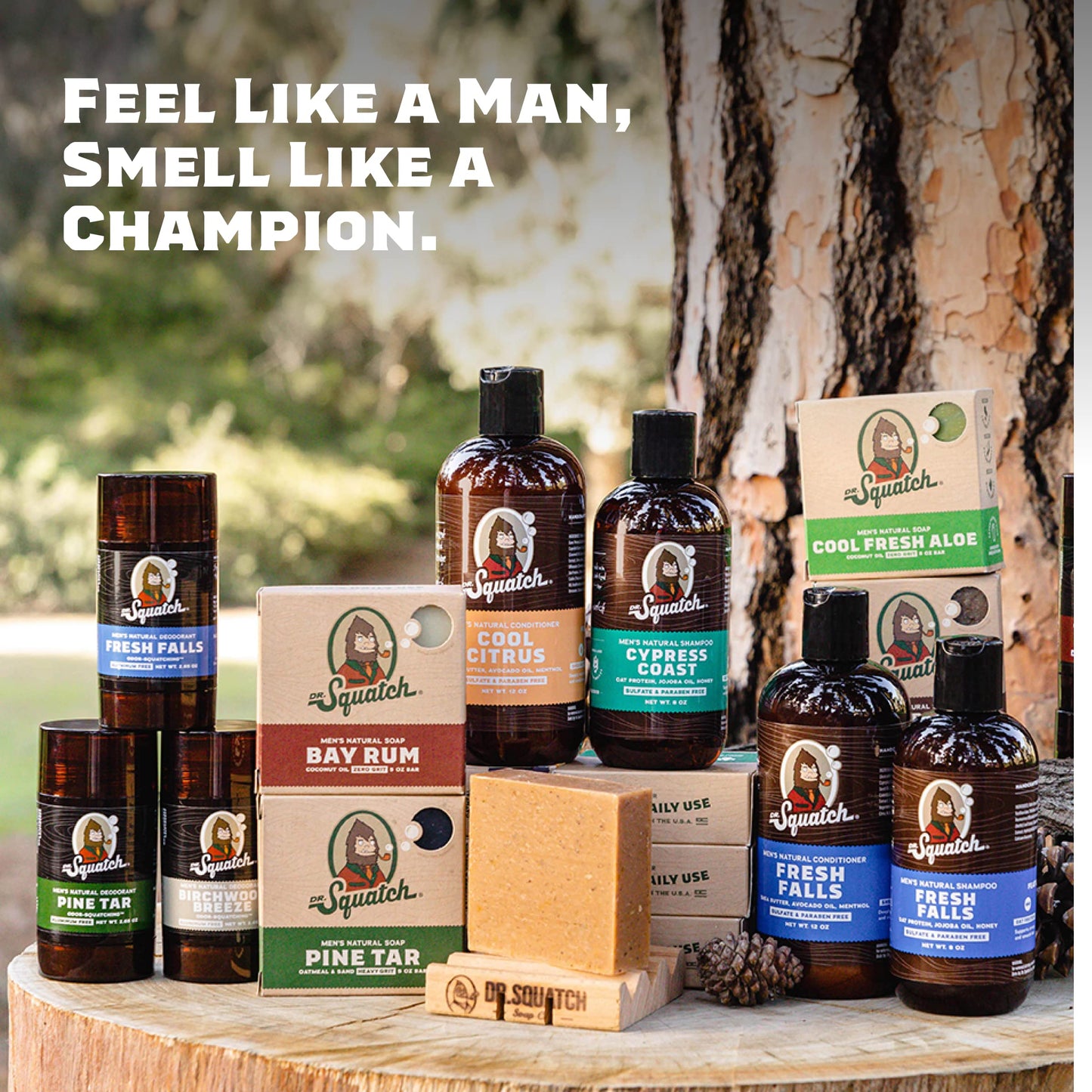 Dr. Squatch All-natural soap bars for men, 5 bar variety pack - Alpine Sage, Bay Rum, Pine Tar, Grapefruit IPA, Spearmint Basil