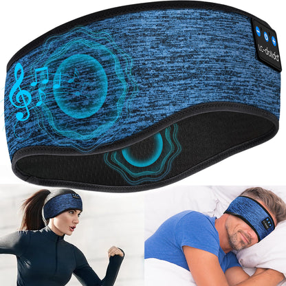 LC-dolida Sleep Headphones Bluetooth 5.4, Sleep Headband Headphones Headband Sleep Mask, Sports Headphones Music Sleep Headband for Sports Training, Running, Yoga, Travel (Blue)