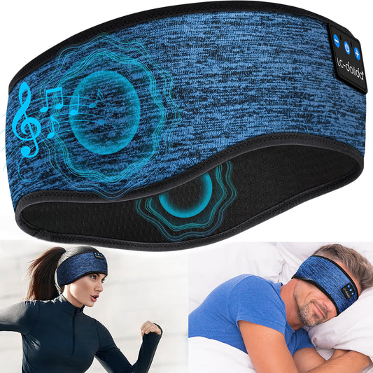 LC-dolida Sleep Headphones Bluetooth 5.4, Sleep Headband Headphones Headband Sleep Mask, Sports Headphones Music Sleep Headband for Sports Training, Running, Yoga, Travel (Blue)