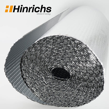 Hinrichs Insulation Foil 10m x 60cm - Thermal foil for windows, car, camping or pool - Perfect for thermal insulation, cold protection and blackout - Coated on both sides.