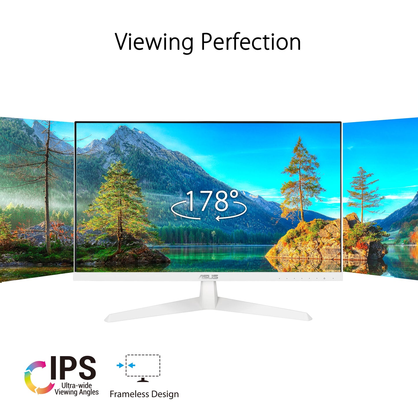 ASUS Eye Care VY249HF-W - 24 inch Full HD monitor - 100 Hz, 1ms MPRT, AdaptiveSync - IPS panel, Vesa 100x100, 16:9, 1920x1080, HDMI, White.