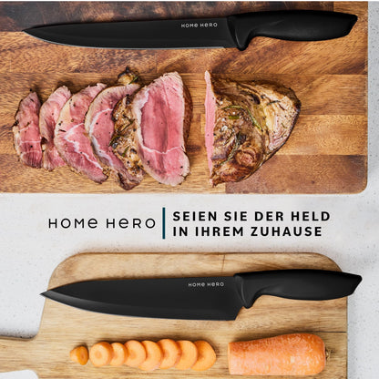 Home Hero Knife Set with Knife Sharpener - Sharp Kitchen Knife Set - Knife Block Chef Knife Set Stainless Steel Knife Set (11 Pieces with Sheath - Black)