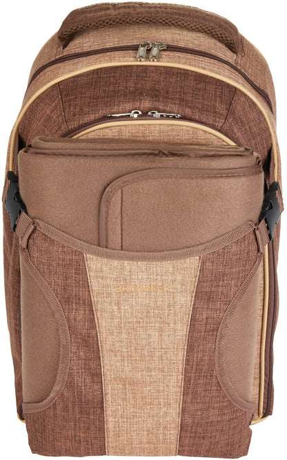 BRUBAKER picnic backpack for 4 persons brown 28.5 × 42.5 x 19 cm - incl. cooler compartment + fleece picnic blanket with waterproof underside
