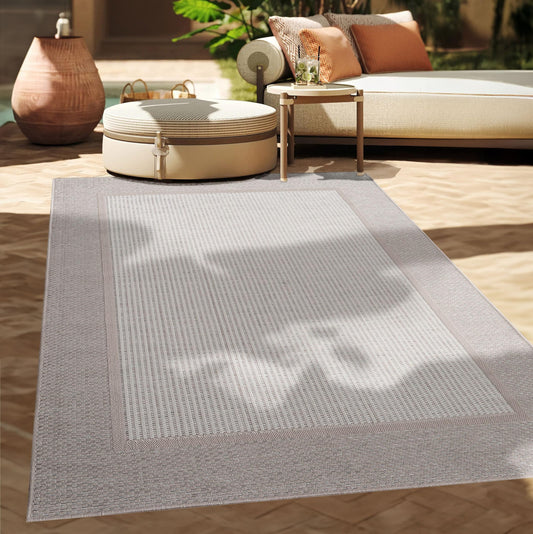 Paco Home outdoor rug flat weave modern boho style weather-resistant & UV-resistant ideal for patio balcony living room & kitchen, size: 160x220 cm, color: beige 7