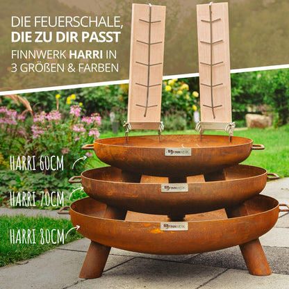 Finnwerk HARRI fire bowl in rust look 70cm - Exclusive steel with elegant rust patina - Fire bowls for the garden - Decorative and rustic - Fire bowl cover sold separately.