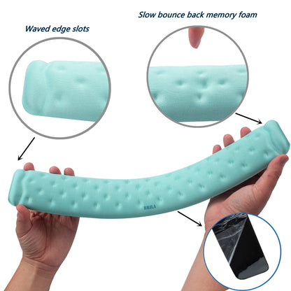 BRILA Wrist Rest – Ergonomic Memory Foam Wrist Support for PC Gaming Computer Laptop Work - Massaging Holes Design Wrist Rest (Aquamarine Bundle)