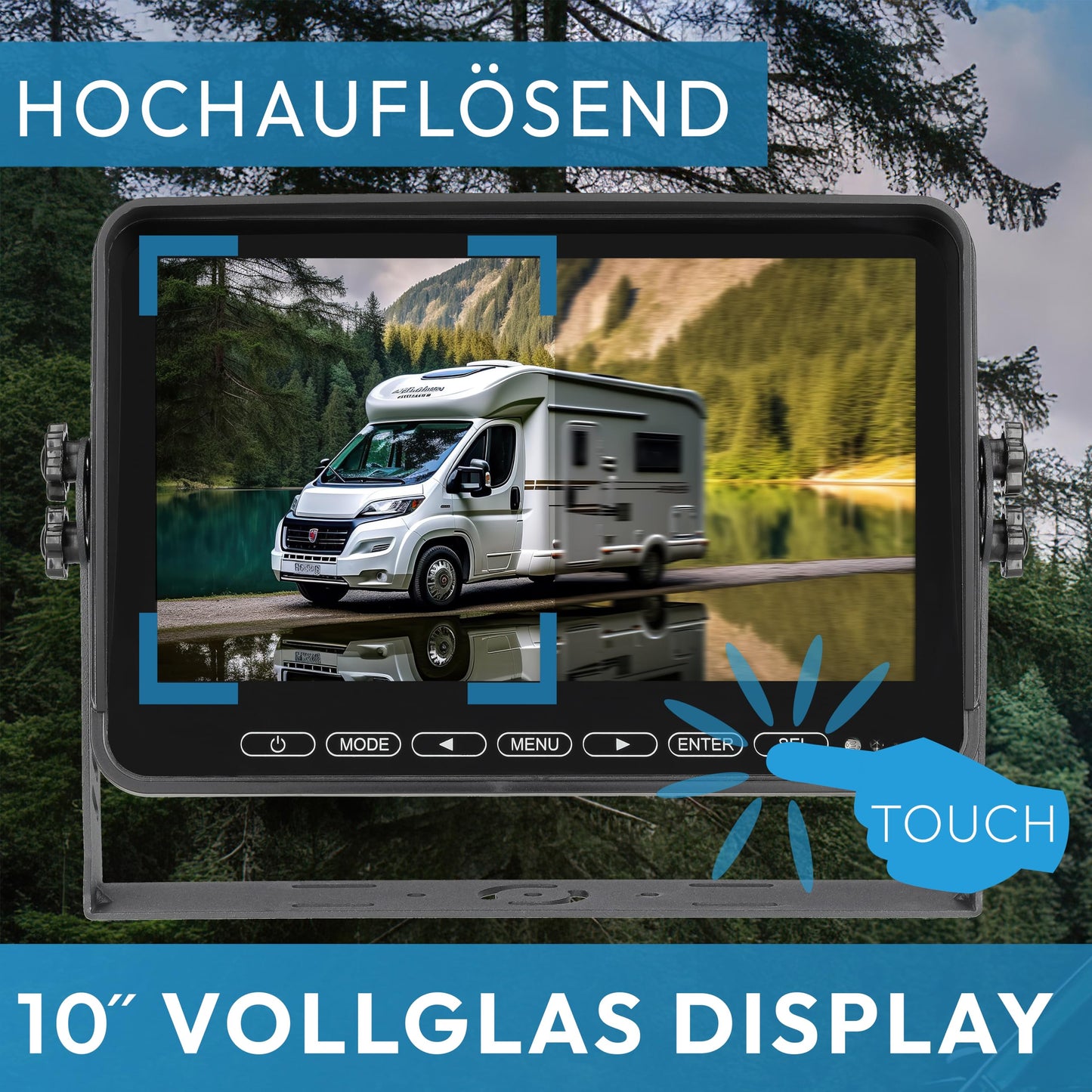 VSG24 10" Element HD XL | 4 cameras wireless reverse system with battery magnet for RV & truck, car set with camera + monitor, DIY retrofit 12V-24V, digital camera, car rearview mirror