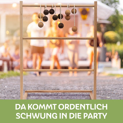 Ladder Golf Outdoor made of FSC® certified wood - Test VERY GOOD - Sturdy & Natural ladder game with 6 ladder golf balls - Outdoor throwing game for adults and children from 3 years - Made in EU.