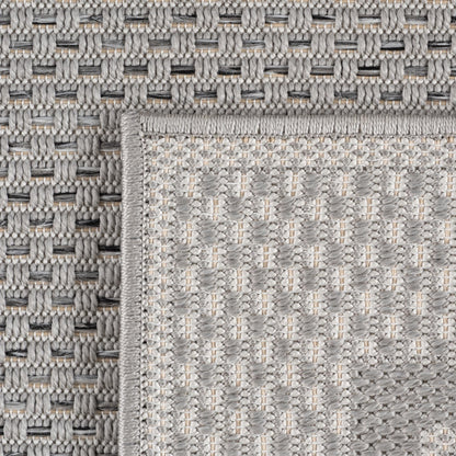 SIMPEX Outdoor Rug Weatherproof Grey 200x290 cm, UV-resistant, perfect for kitchen, balcony, terrace, garden, living room, dining room, Solid design with border, Easy to care for