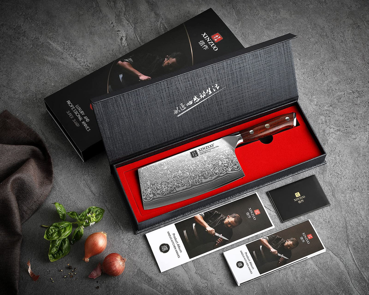 XINZUO Cleaver Knife 18cm Chinese Chef Knife, High Quality Professional Chopping Knife Sharp Blade Kitchen Knife, Gift box, with Rosewood Handle - Yu Series