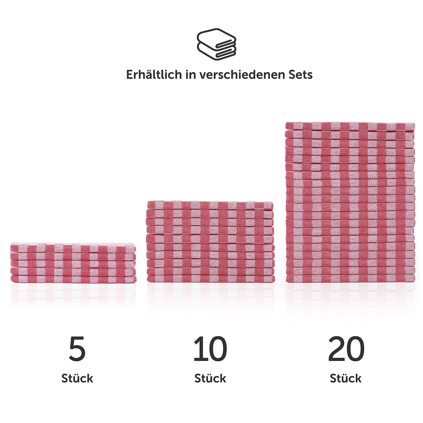 Blumtal Dish Towels Cotton 50x70 cm in a Set of 10 - Oeko-TEX certified Kitchen Towels - extremely absorbent Dish Towels - Kitchen towels washable at 95 °C - Dish Towels Red-White Checkered
