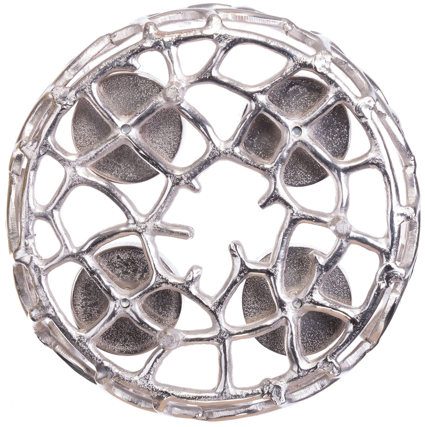 Brandseller Advent wreath Silver Ø 28 cm - Stylish candle holder for 4 candles - Modern Christmas wreath made of aluminum with stylized branches, Elegant table decoration
