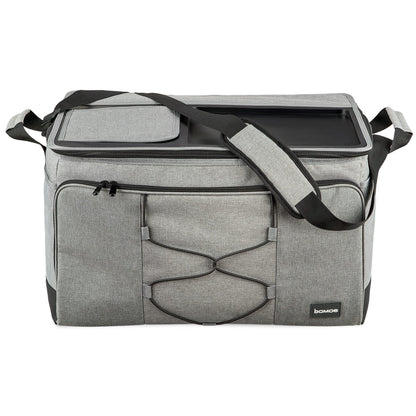 bomoe 52 liter XXL cooler bag foldable - outdoor cooler box 16h cooling function with shoulder strap, waterproof picnic bag thermal bag with storage surface, insulated bag gray - IceBreezer KT53