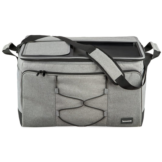 bomoe 52 liter XXL cooler bag foldable - outdoor cooler box 16h cooling function with shoulder strap, waterproof picnic bag thermal bag with storage surface, insulated bag gray - IceBreezer KT53