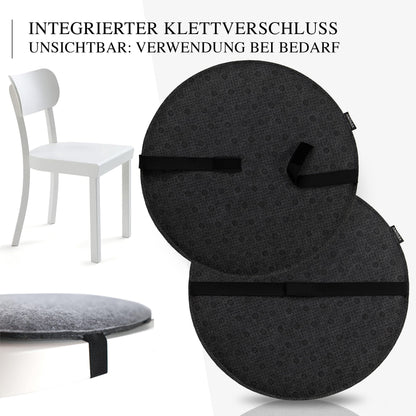 Ampara - 4 piece set - Elegant round chair cushions 40cm - non-slip & cozy, round felt seat cushions, dark gray