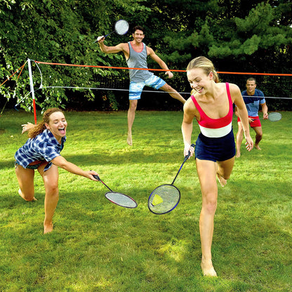 KH Badminton racket set for 2-4 players, for adults and kids, perfect for family backyard sport games. Includes rackets, shuttlecocks, and carrying case.