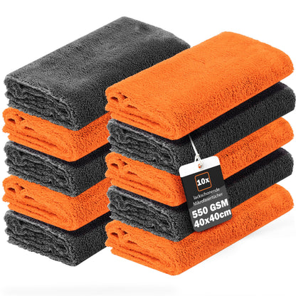 Detailmate Car Microfiber Towels 40x40 550GSM seamless & paint-safe | 10 x Car Care Microfiber Cloth for interior, paint, rims | Soft Cloth Cleaning Polishing Cloth