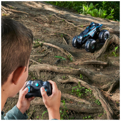 DC Batman All-Terrain Batmobile, remote-controlled amphibious vehicle for land and water with room for 1x 10cm Batman action figure.