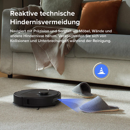 roborock Qrevo S robot vacuum with mopping function, 7000 Pa HyperForce® suction power, 45 dB(A) silent drying, PreciSense® LiDAR navigation, includes 2 mop cloths, robot vacuum set (Black)