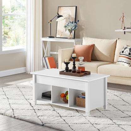 Yaheetech Coffee Table Height Adjustable Lift Top Table Hidden Storage Side Table Wooden Sofa Table for Living Room White