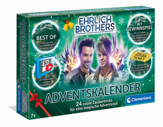 Clementoni Ehrlich Brothers Advent Calendar, magical Christmas calendar, with 24 cool magic tricks, magic set for kids aged 7 and up. Item number 59180.