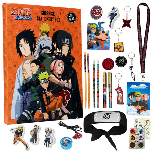 Naruto Advent Calendar 2025 Kids Teen Countdown Calendar with 24 Surprises Stationery Toys Kawaii Anime Gift (Orange)