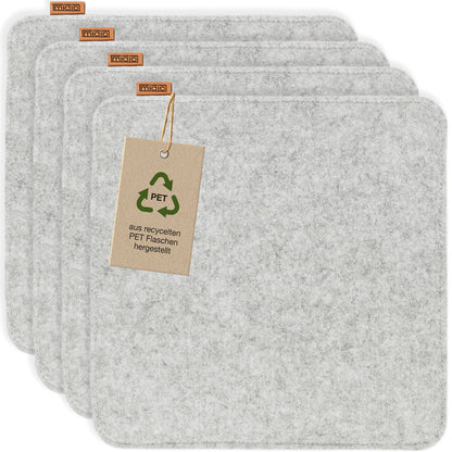 Miqio Design felt seat cushions rectangular with anti-slip knobs | 35cm | 4-pack | Indoor and outdoor | Sustainable made from recycled PET bottles | Washable chair cushions non-slip | Light grey