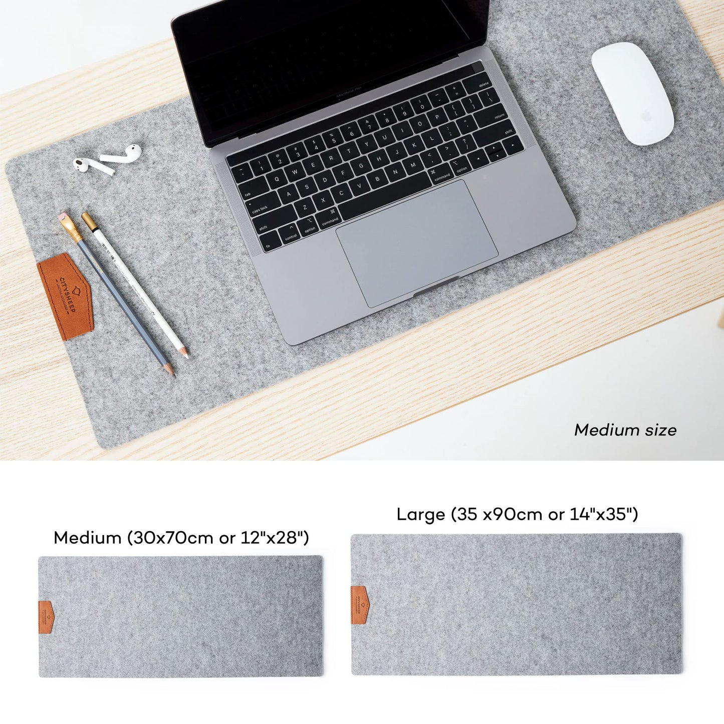 Large desk mat made of Merino felt 70x30 desk pad Grey felt underlay Natural felt Merino wool felt mouse pad Desk protection mat Keyboard mat sound absorbing environmentally friendly