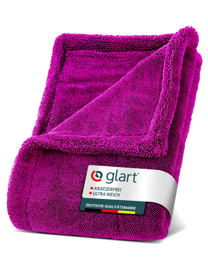 Glart Twist Car Drying Towel XXL (80x55cm) - Premium, extra absorbent, scratch-free. Ideal before car polish & after wheel brush. Large microfiber drying towel for car & motorcycle, lint-free.
