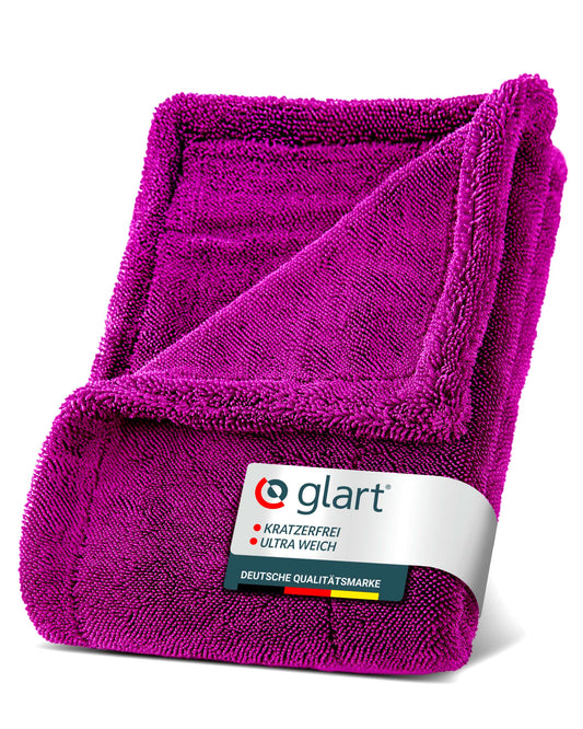 Glart Twist Car Drying Towel XXL (80x55cm) - Premium, extra absorbent, scratch-free. Ideal before car polish & after wheel brush. Large microfiber drying towel for car & motorcycle, lint-free.