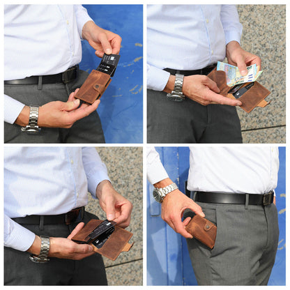 NEW: SOLO PELLE® Slim Wallet Mondo without coin compartment [holds up to 13 cards] Slimwallet [RFID protection] Card holder [Leather] Smart wallet for men and women (Vintage Brown)