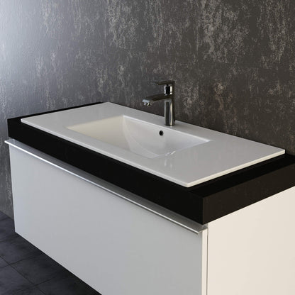 VILSTEIN® Ceramic Sink Square [100CM] - Countertop & Undermount Sink for Bathroom & Guest WC - Bathroom Vanity Sink - Sink Insert - Hand Wash Basin for Washbasin - Bathroom Sink