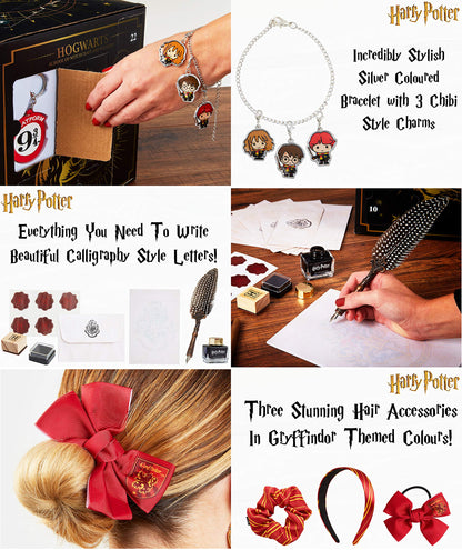 Harry Potter Advent Calendar 2025 Children, countdown calendar with 24 surprises, jewelry, hair accessories for girls, stationery set, gift idea (Black cube)