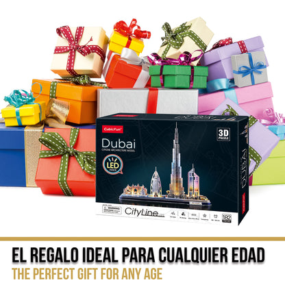 3D Puzzle Kids - Dubai LED City Line | 3D Puzzle Adults | Model Building Kit for Adults | Gift for Kids 8+ | 186 Pieces | DIY