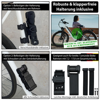 KOHLBURG bike lock combination lock with 5-digit code [bolt-cutter resistant, 101 cm long] folding lock type Vienna with bracket high security - bike lock for e-scooters, e-bikes & bikes