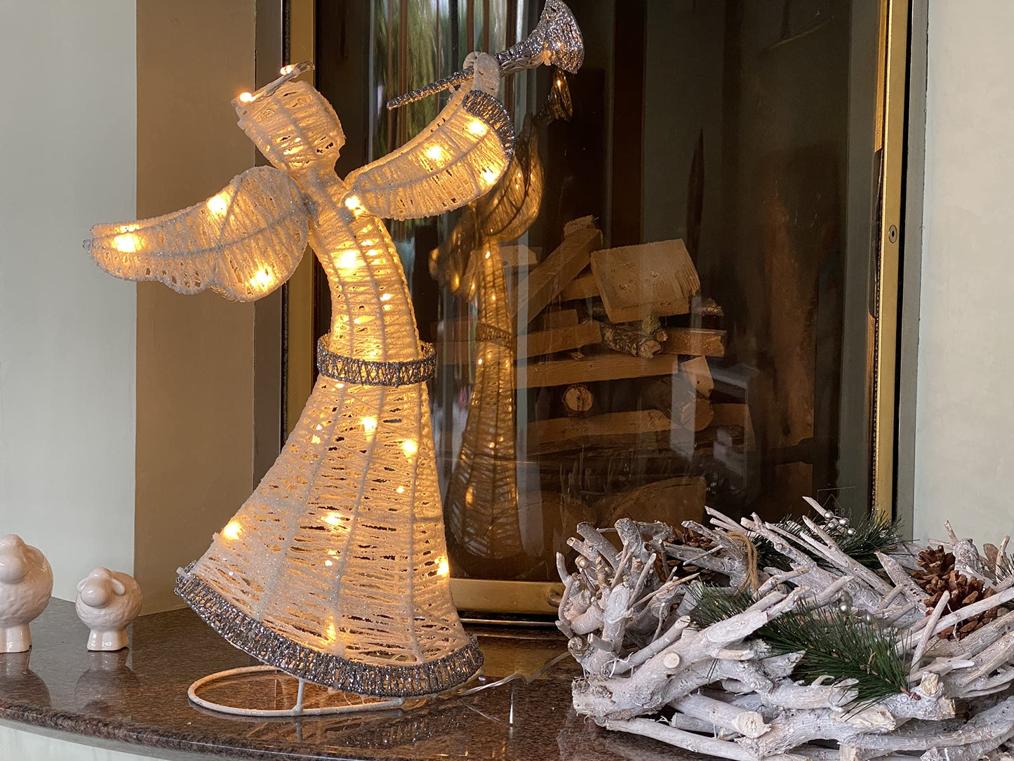 LEDANGEL - Relax Series - LED Angel Small, Decorative Figure, Battery-Powered, with Timer, 50cm, Warm White, Indoor and Outdoor, Decor for Room, Garden, for Table, Windowsill, Fireplace, Christmas Figure, Gift