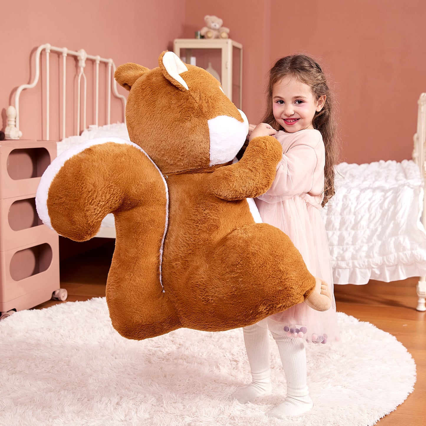 IKASA Big Squirrel Plush Toy Giant Stuffed Animal, 60cm Large Plush Huge Soft Jumbo, Gift for Kids